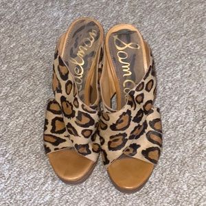 Sam Edelman Leopard Print Wedged Mule Heels